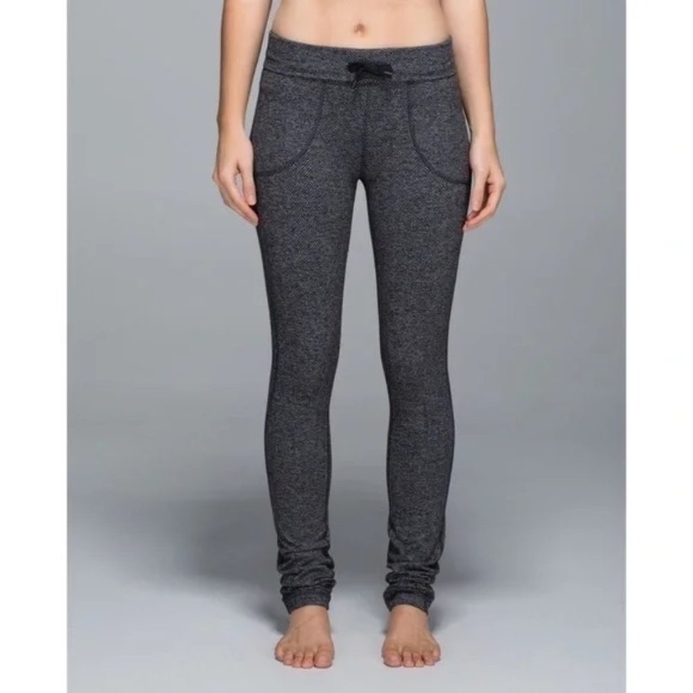 Lululemon Leggings Skinny Will Pant Herringbone Adjustable Rise Luon Size 6